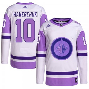 Youth Adidas Winnipeg Jets Dale Hawerchuk White/Purple Hockey Fights Cancer Primegreen Jersey - Authentic