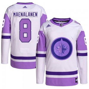 Youth Adidas Winnipeg Jets Saku Maenalanen White/Purple Hockey Fights Cancer Primegreen Jersey - Authentic