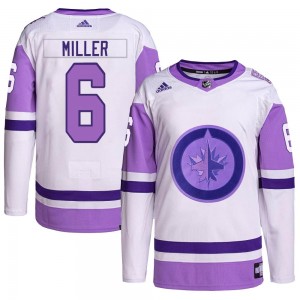 Youth Adidas Winnipeg Jets Colin Miller White/Purple Hockey Fights Cancer Primegreen Jersey - Authentic