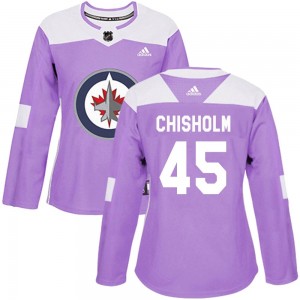 Women's Adidas Winnipeg Jets Declan Chisholm Purple Fights Cancer Practice Jersey - Authentic