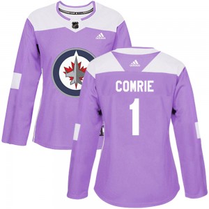 Women's Adidas Winnipeg Jets Eric Comrie Purple Fights Cancer Practice Jersey - Authentic
