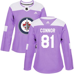 Women's Adidas Winnipeg Jets Kyle Connor Purple Fights Cancer Practice Jersey - Authentic