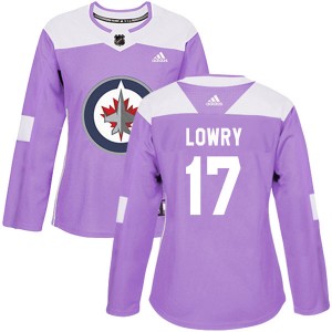 Women's Adidas Winnipeg Jets Adam Lowry Purple Fights Cancer Practice Jersey - Authentic