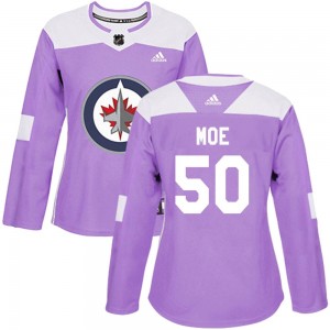 Women's Adidas Winnipeg Jets Jared Moe Purple Fights Cancer Practice Jersey - Authentic