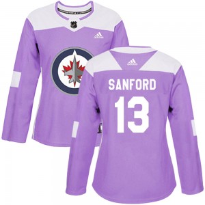 Women's Adidas Winnipeg Jets Zach Sanford Purple Fights Cancer Practice Jersey - Authentic