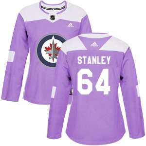 Women's Adidas Winnipeg Jets Logan Stanley Purple Fights Cancer Practice Jersey - Authentic