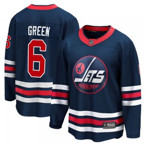 Men's Fanatics Branded Winnipeg Jets Ted Green Green Navy 2021/22 Alternate Breakaway Player Jersey - Premier