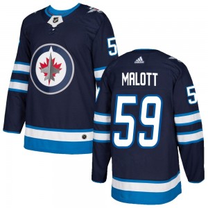 Men's Adidas Winnipeg Jets Jeff Malott Navy Home Jersey - Authentic