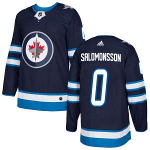 Men's Adidas Winnipeg Jets Elias Salomonsson Navy Home Jersey - Authentic