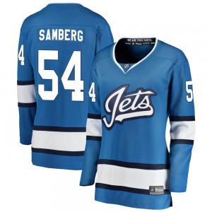 Women's Fanatics Branded Winnipeg Jets Dylan Samberg Blue Alternate Jersey - Breakaway