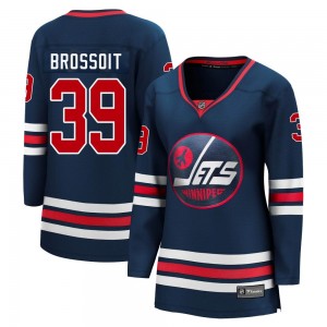 Women's Fanatics Branded Winnipeg Jets Laurent Brossoit Navy 2021/22 Alternate Breakaway Player Jersey - Premier