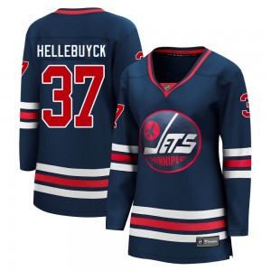 Women's Fanatics Branded Winnipeg Jets Connor Hellebuyck Navy 2021/22 Alternate Breakaway Player Jersey - Premier