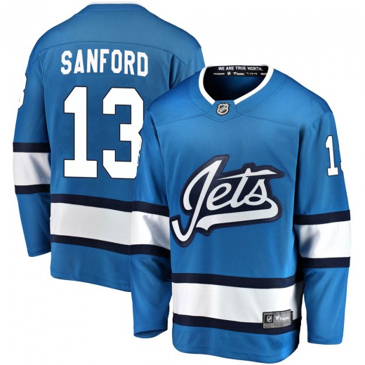 Men's Fanatics Branded Winnipeg Jets Zach Sanford Blue Alternate Jersey - Breakaway