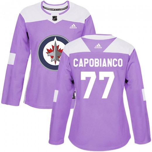 Women's Adidas Winnipeg Jets Kyle Capobianco Purple Fights Cancer Practice Jersey - Authentic
