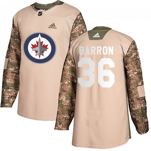 Men's Adidas Winnipeg Jets Morgan Barron Camo Veterans Day Practice Jersey - Authentic