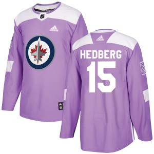 Men's Adidas Winnipeg Jets Anders Hedberg Purple Fights Cancer Practice Jersey - Authentic