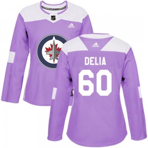 Women's Adidas Winnipeg Jets Collin Delia Purple Fights Cancer Practice Jersey - Authentic