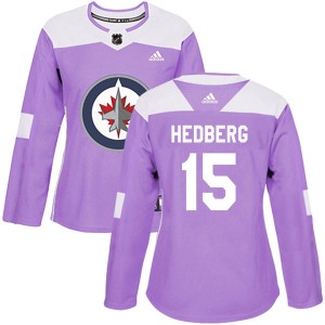 Women's Adidas Winnipeg Jets Anders Hedberg Purple Fights Cancer Practice Jersey - Authentic