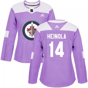 Women's Adidas Winnipeg Jets Ville Heinola Purple Fights Cancer Practice Jersey - Authentic