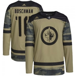 Men's Adidas Winnipeg Jets Laurie Boschman Camo Military Appreciation Practice Jersey - Authentic
