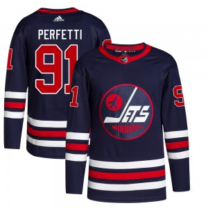 Men's Adidas Winnipeg Jets Cole Perfetti Navy 2021/22 Alternate Primegreen Pro Jersey - Authentic