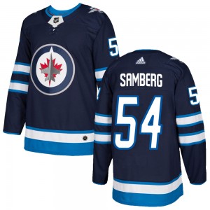 Men's Adidas Winnipeg Jets Dylan Samberg Navy Home Jersey - Authentic