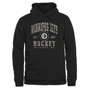 Men's Winnipeg Jets Black Camo Stack Pullover Hoodie -