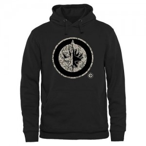 Men's Winnipeg Jets Black Rink Warrior Pullover Hoodie -