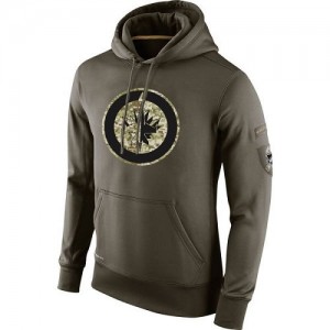 Men's Nike Winnipeg Jets Olive Salute To Service KO Performance Hoodie -
