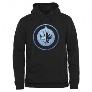 Men's Winnipeg Jets Black Rinkside Pond Hockey Pullover Hoodie - -