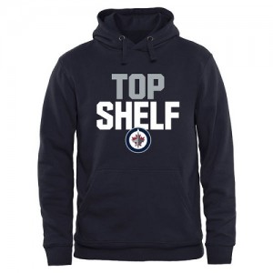 Men's Winnipeg Jets Navy Top Shelf Pullover Hoodie - -