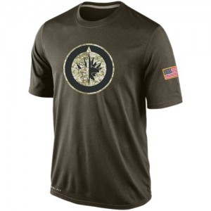 Men's Nike Winnipeg Jets Olive Salute To Service KO Performance Dri-FIT T-Shirt -